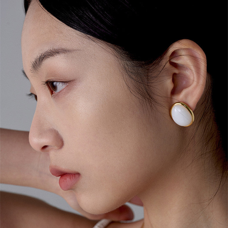 White Jade Tigereye Earrings