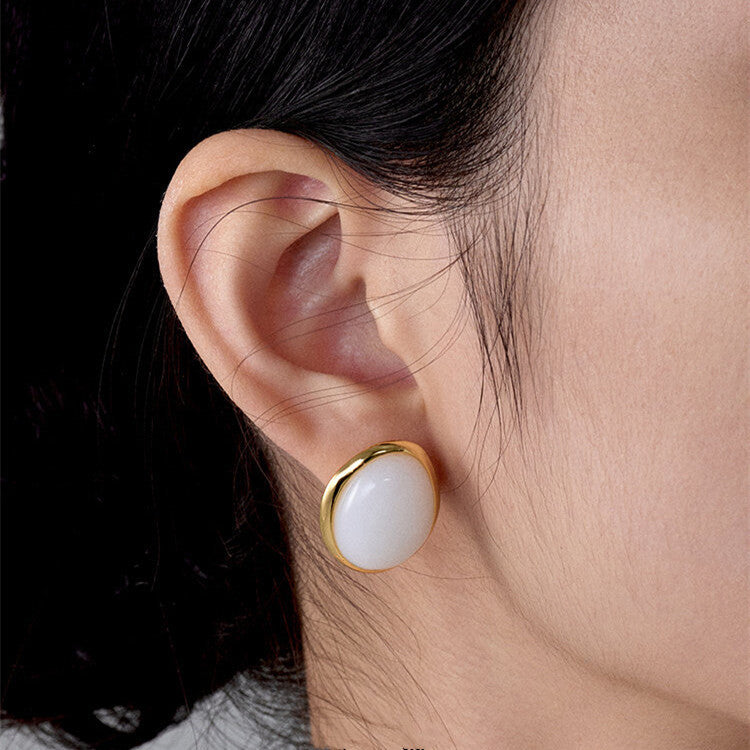 White Jade Tigereye Earrings