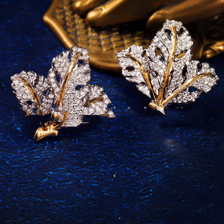 Golden Leaf Carving Earring