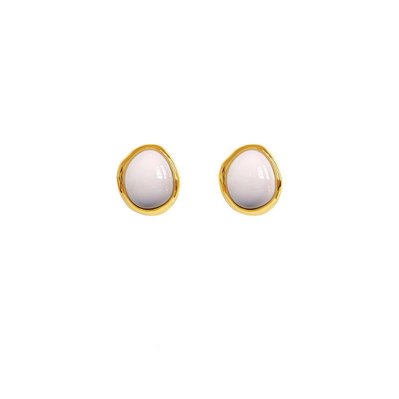 White Jade Tigereye Earrings