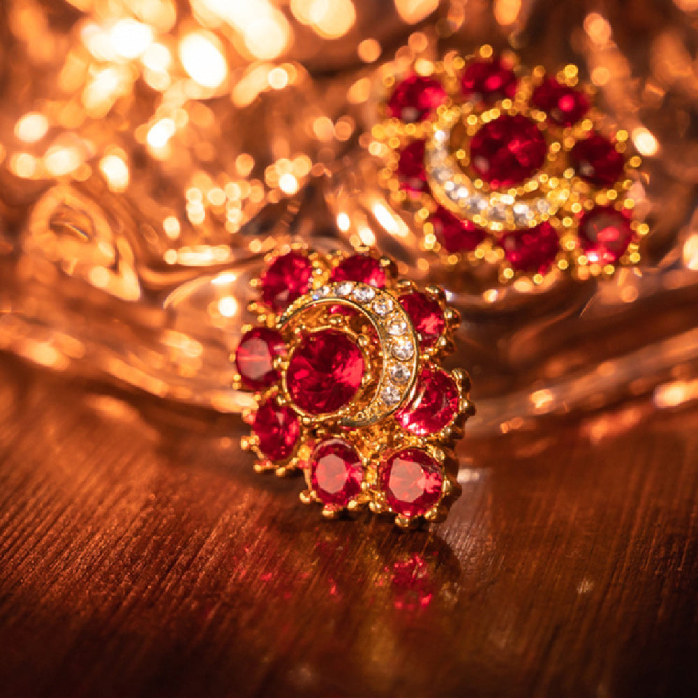 Red Flower Vintage Earrings